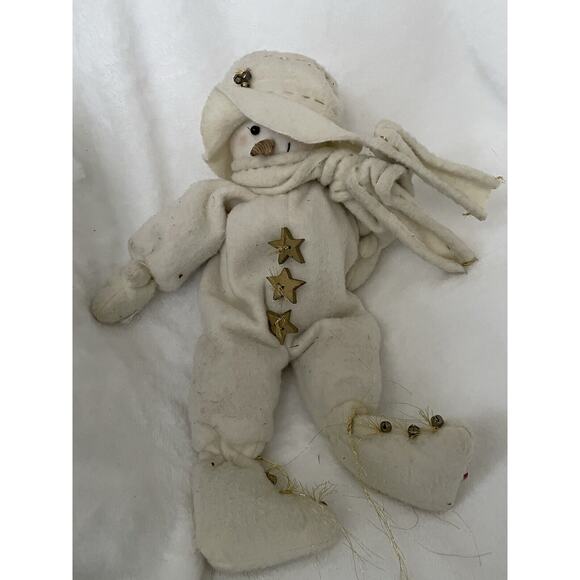 Christmas Snowman Bendable Scarf Cream 14" Plush ⛄️🧣 🎄 - Picture 1 of 13